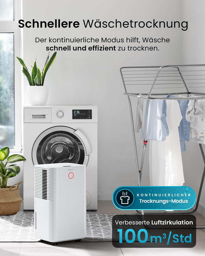 Pro Breeze OmniDry Luftentfeuchter mit App & WLAN, 12L in 24h Entfeuchtungsleistung - Luftentfeuchte