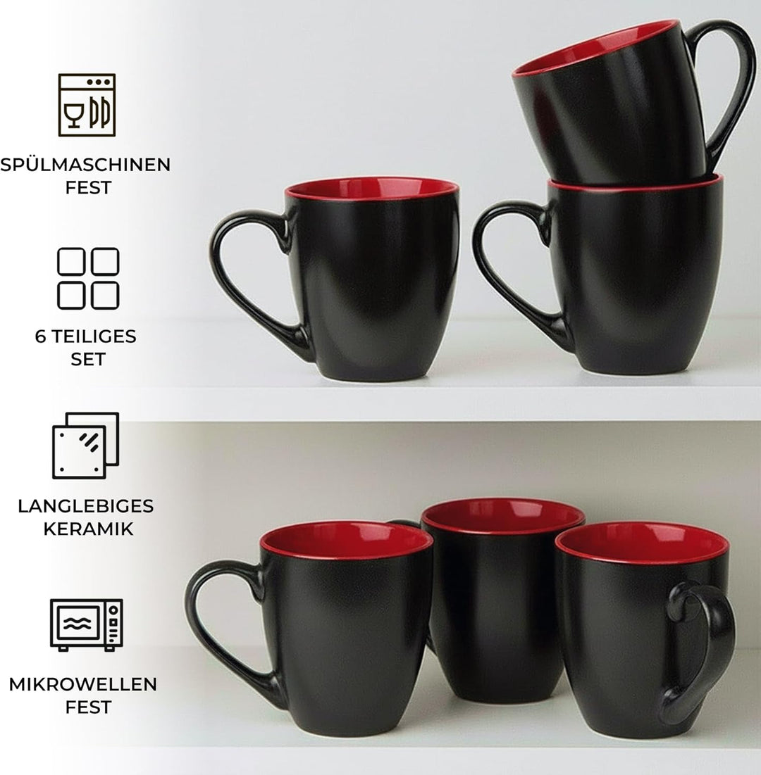 MIAMIO - 6 x 350 ml Kaffeetassen/Kaffeebecher Set - Tassen Set 6er Modern - Le Papillon Kollektion (