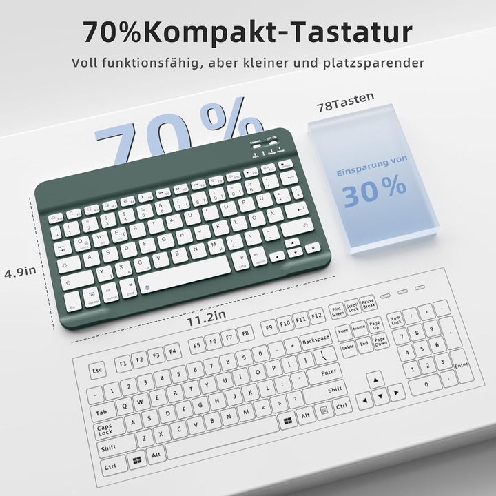 JKSML Tragbare Kabellose Bluetooth Tastatur, Deutsche QWERTZ Layout | | für iPad Air/Pro/Mini/iPad 1