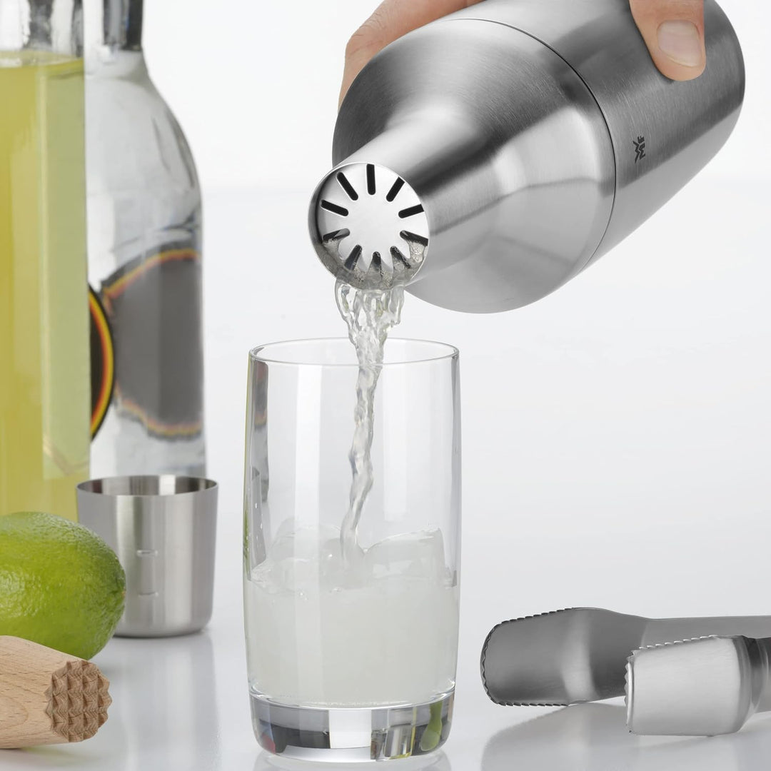 WMF Matroschka Cocktail Set 5-teilig Bar-Set mit Shaker 700ml, Barmass, Cocktail Sieb, Eiszange und