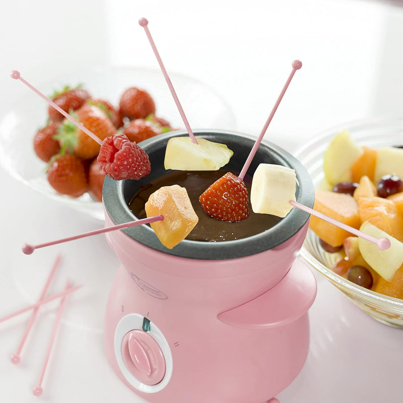 Bestron Schokoladen Fondue für 2 Personen, Mini-Schokofondue-Set, inkl. 10xSpiesse, 10xGabeln und 1x