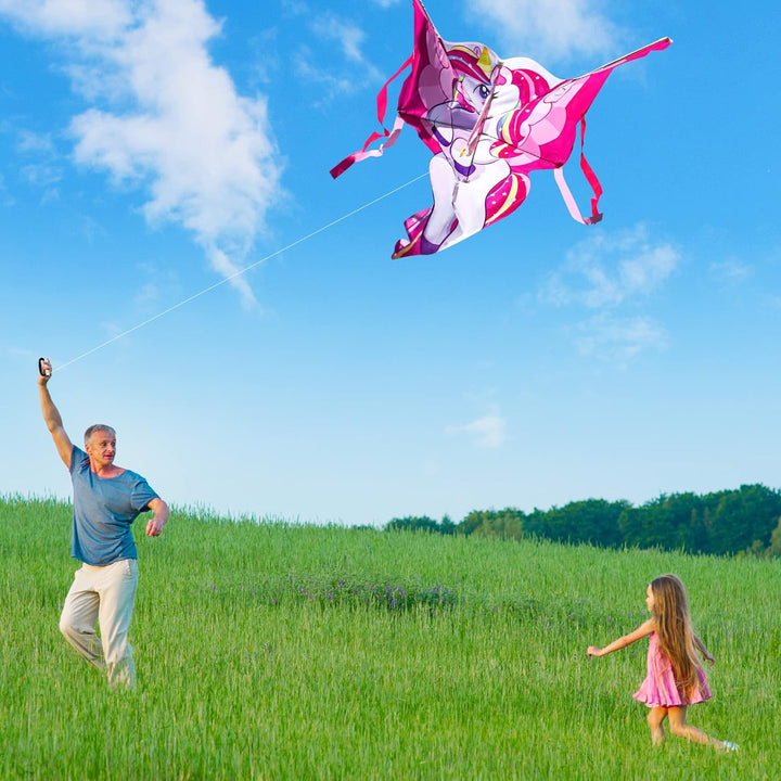 JOYIN Einhorn Drachen,Drachen für Kinder und Erwachsene,grosser Stranddrachen 43.3'' für Spiele und