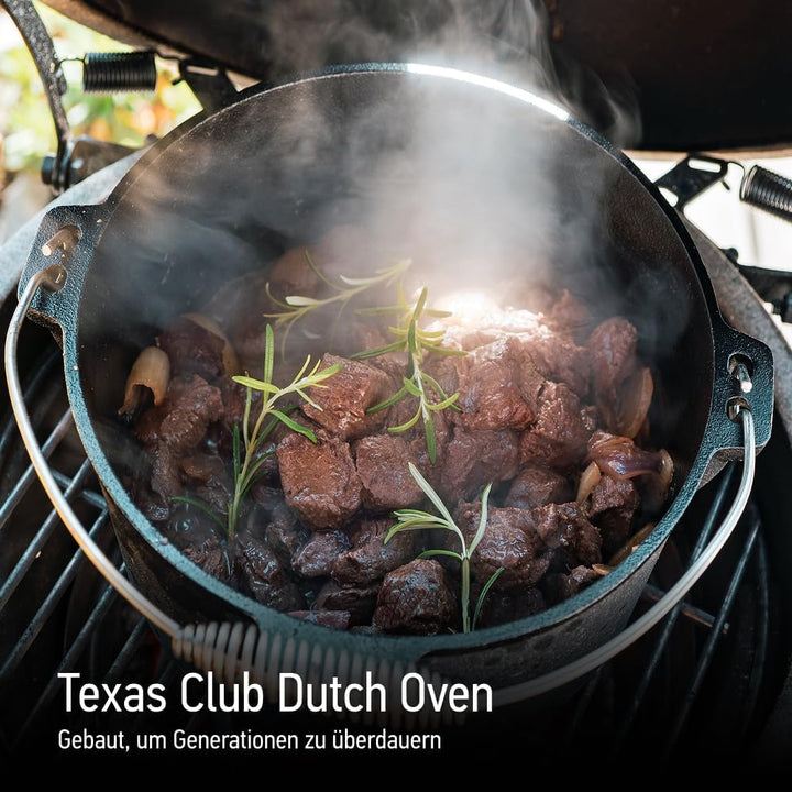TEXAS CLUB Gusseisentopf Dutch Oven, Gusseisen Topf mit Deckel - Fassungsvermögen 3.5L
