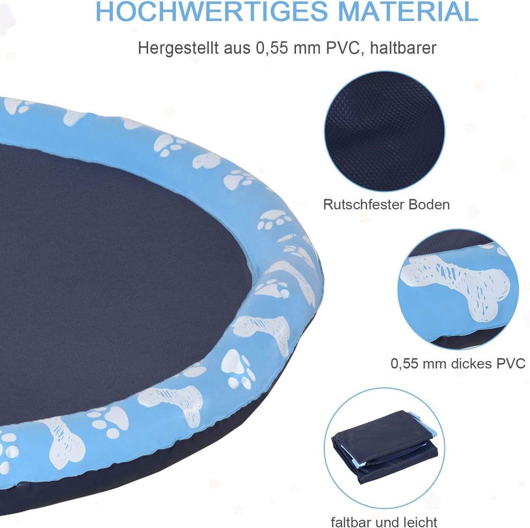 PawHut 150 cm Splash Sprinkler Pad für Hunde Spritz Wasserspiel Matte Wassersprinkler Anti-Rutsch Ou