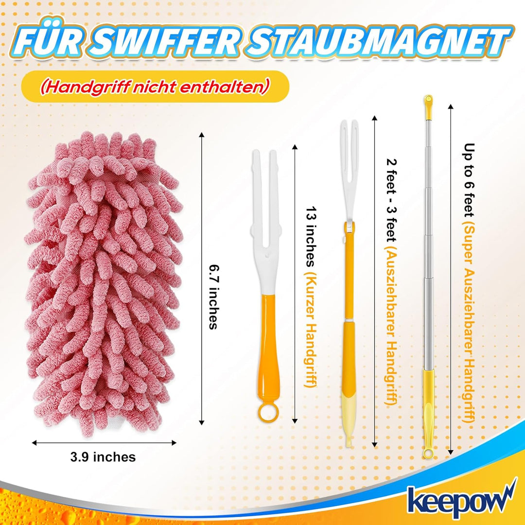 KEEPOW 8 Stück Wiederverwendbare für Swiffer Staubmagnet Nachfüllpack, Staubwedel Waschbar für Swiff