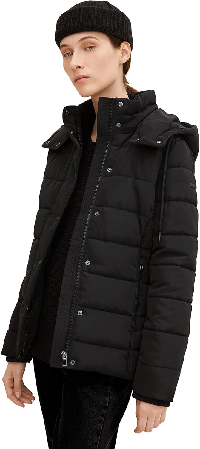 TOM TAILOR Damen Winterjacke mit Kapuze 3XL 14482 - Deep Black, 3XL 14482 - Deep Black