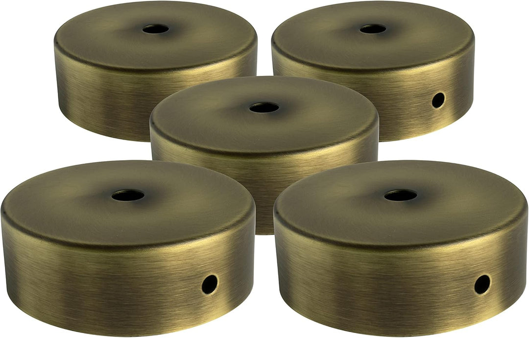 AMARCORDS - 5 Baldachin rosetten aus Metall, Farbe MESSING, Lampengehäuse komplett mit Kabelklemmenz