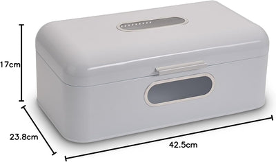 Echtwerk Retro Brotkasten aus Metall mit Sichtfenster, Weiss, 42, 5 x 23, 8 x 17 cm Weiss Big Single