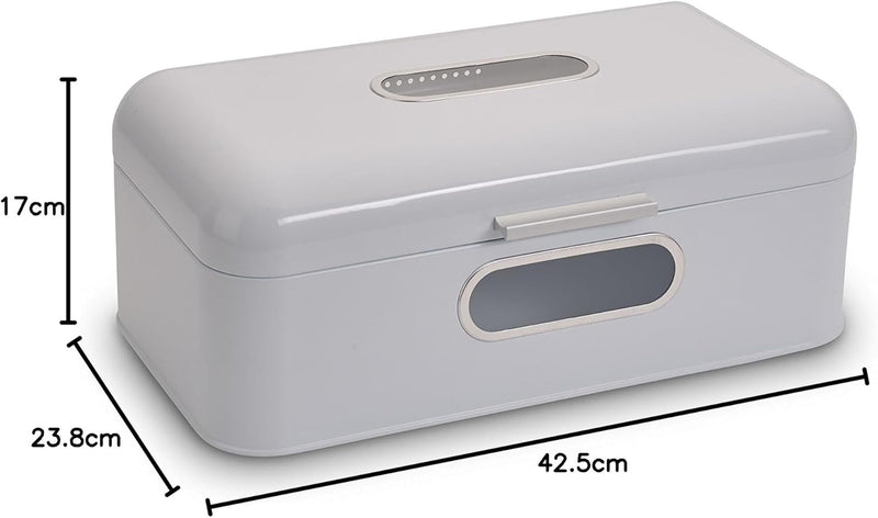 Echtwerk Retro Brotkasten aus Metall mit Sichtfenster, Weiss, 42, 5 x 23, 8 x 17 cm Weiss Big Single