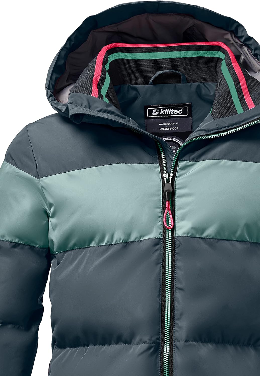 Killtec Mädchen Kow 192 Grls Qltd Jckt Winterjacke/Jacke in Daunenoptik mit Kapuze 152 dunkel aquave