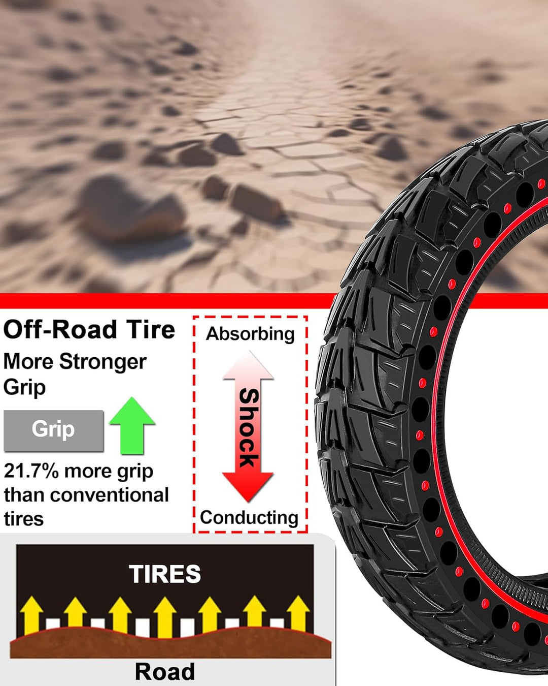 BABEJIA 1PCS Scooter Reifen 50/75-6.1 Tubeless, Werten Sie Ihr Fahrzeug auf mit Off-Road Reifen 8 1/