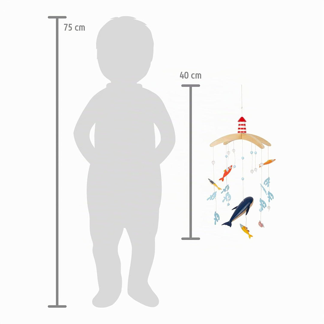 small foot Mobile "Grosser Ozean" aus Holz, 3D-Mobile im maritimen Look, ideal für Kleinkinder und B