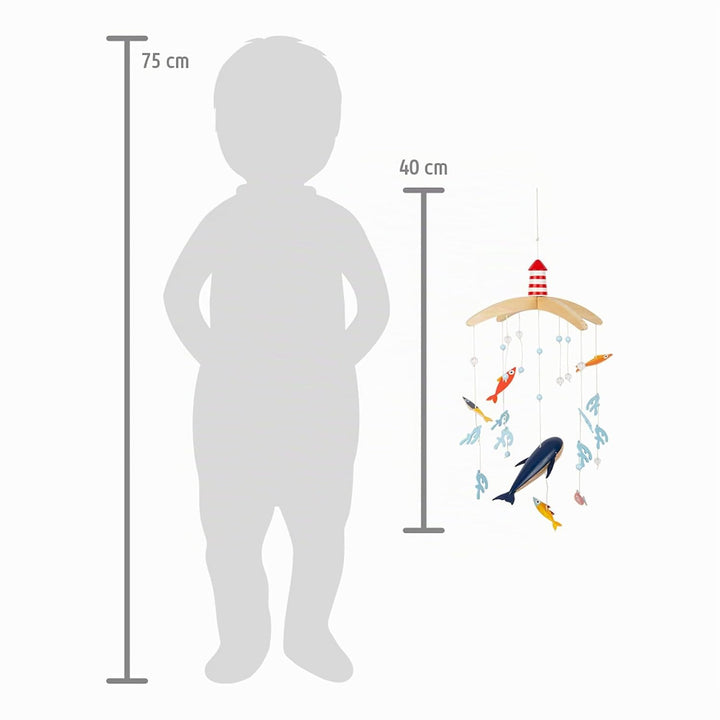 small foot Mobile "Grosser Ozean" aus Holz, 3D-Mobile im maritimen Look, ideal für Kleinkinder und B