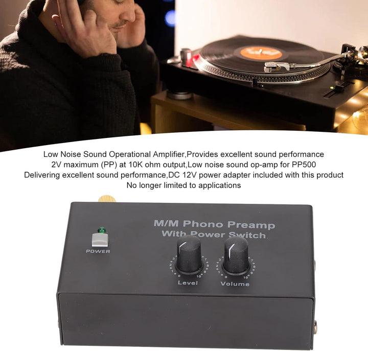 Phono-Vorverstärker für Plattenspieler-Vorverstärker, Phonographen-Vorverstärker mit DC 12V-Adapter,