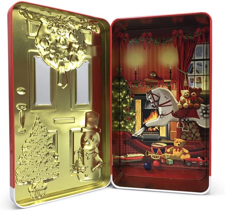 Blechdose Keksdose Deko Box Grosse Türdose rot für Weihnachtskekse Schokolade-Pralinen Aufbewahrung,