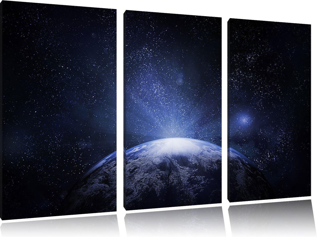 Pixxprint Sicht vom Mond auf die Erde 3-Teiler Leinwandbild 120x80 Bild auf Leinwand