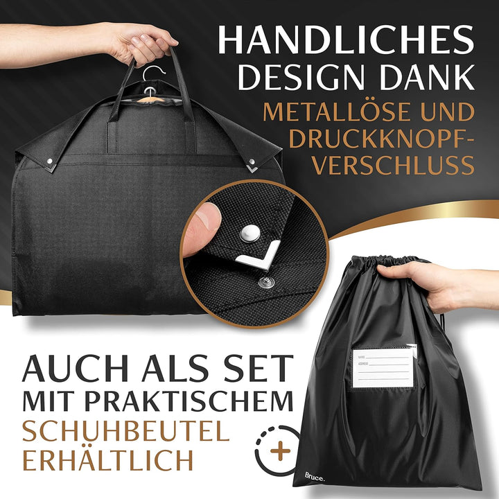 Bruce.® 3x Kleidersack Kurz 100x60cm inkl. 1x Schuhbeutel – Atmungsaktive Kleiderhülle für Anzug, Ja