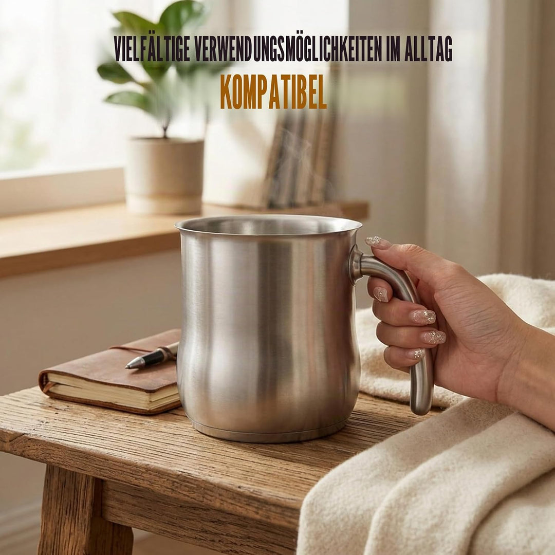 2L Milchtopf Edelstahl mit Glasdeckel und Ausgiesser, Kochtopf Induktion mit Griff, Simmertopf Puddi