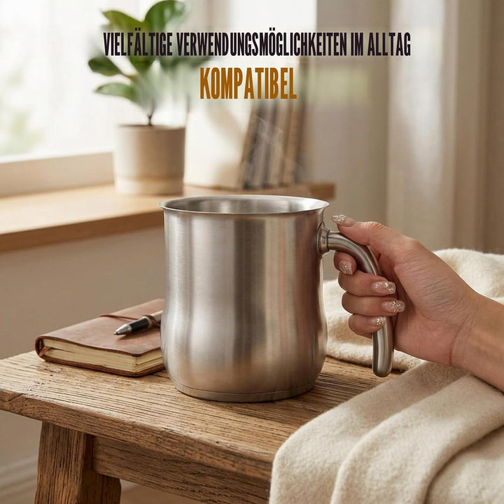 2L Milchtopf Edelstahl mit Glasdeckel und Ausgiesser, Kochtopf Induktion mit Griff, Simmertopf Puddi