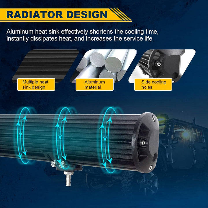Willpower 23 Zoll 58CM 480W Led Arbeitsscheinwerfer Bar + 4 Zoll 10CM 60W Led Scheinwerfer + Kabelba