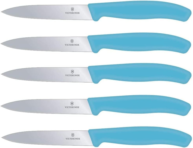 Victorinox 5-tlg Gemüsemesser Set Swiss Classic Limited Edition Karibikblau – 10 cm ohne Wellenschli