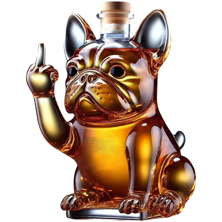 Whiskyflasche, 7x5x5 Zoll lustige französische Bulldoggeflasche Flasche zeigt den mittelfinger trans