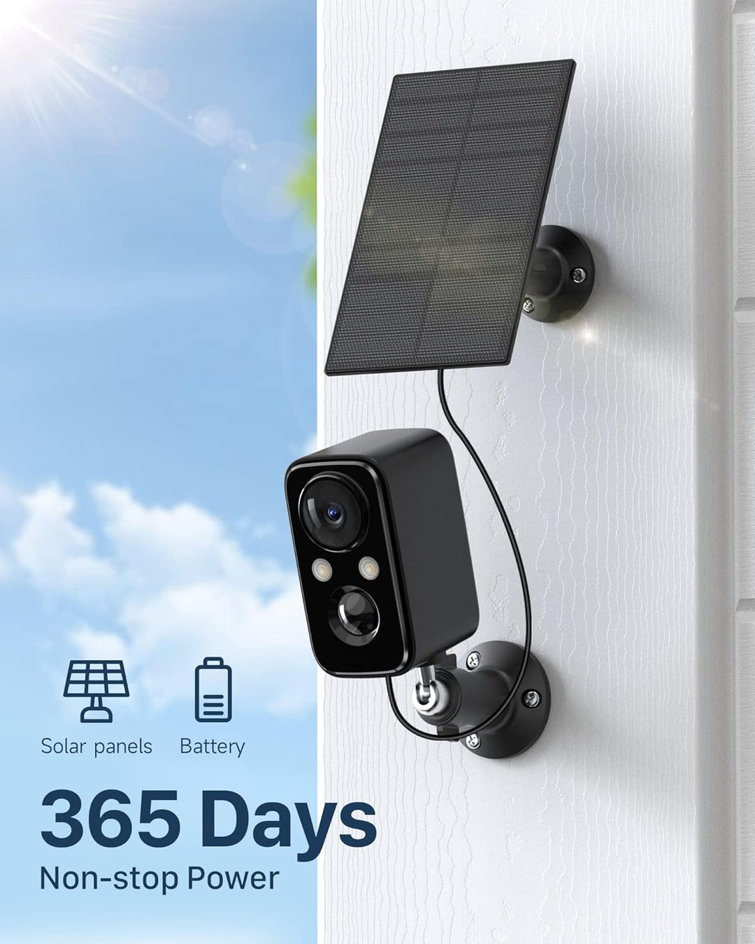 IHOXTX Überwachungskameras Aussen Akku mit Solarpanel, Kamera Überwachung Aussen WLAN mit Bunte Nach