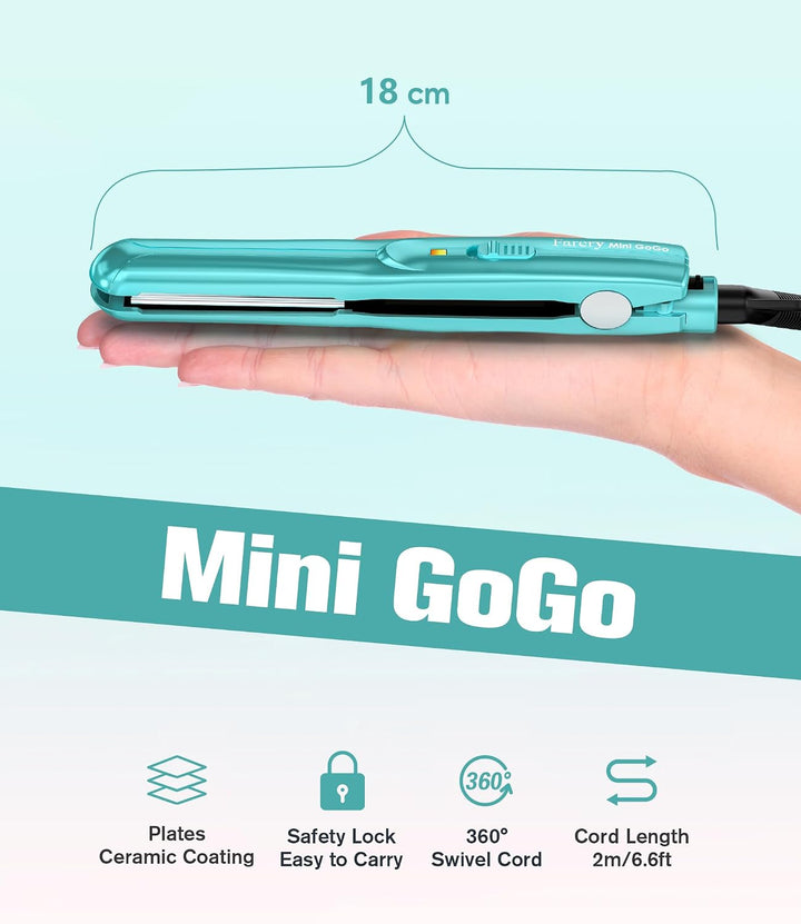 Farery Mini-Haarglätter, Keramik-Mini-Glätteisen für kurzes Haar/Locken, Pony, leicht und tragbar, k