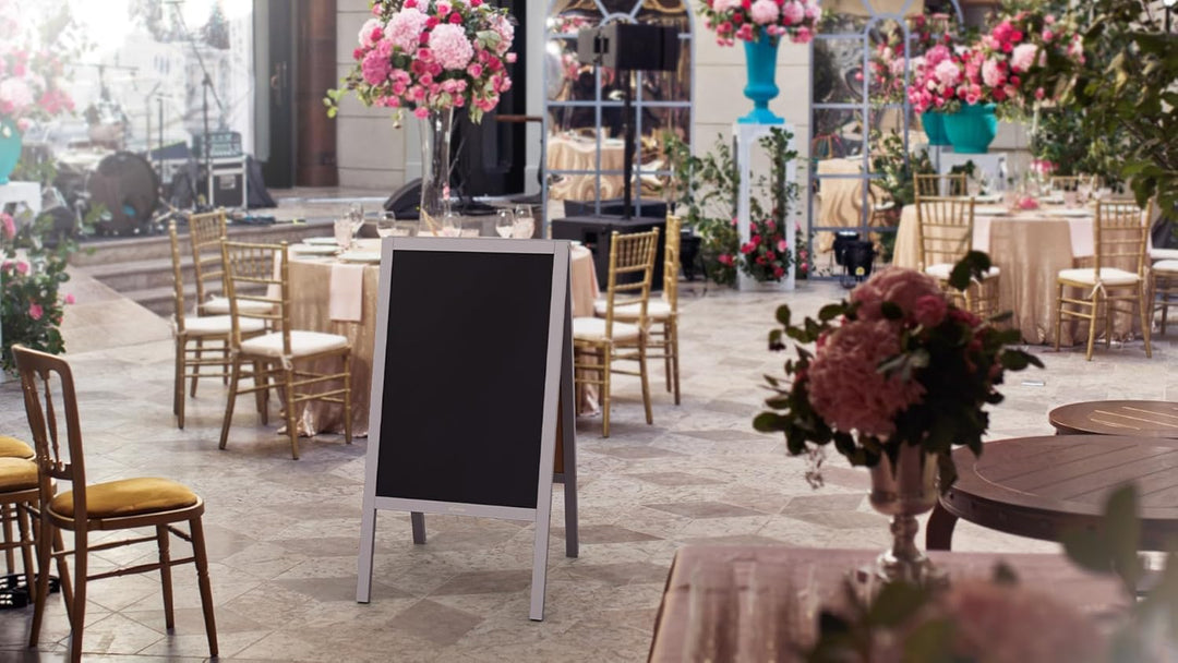 ALLboards Kundenstopper mit grauem Holzrahmen 118x61cm, Werbetafel, Gehwegaufsteller, Aufsteller, St