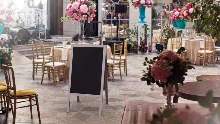 ALLboards Kundenstopper mit grauem Holzrahmen 118x61cm, Werbetafel, Gehwegaufsteller, Aufsteller, St