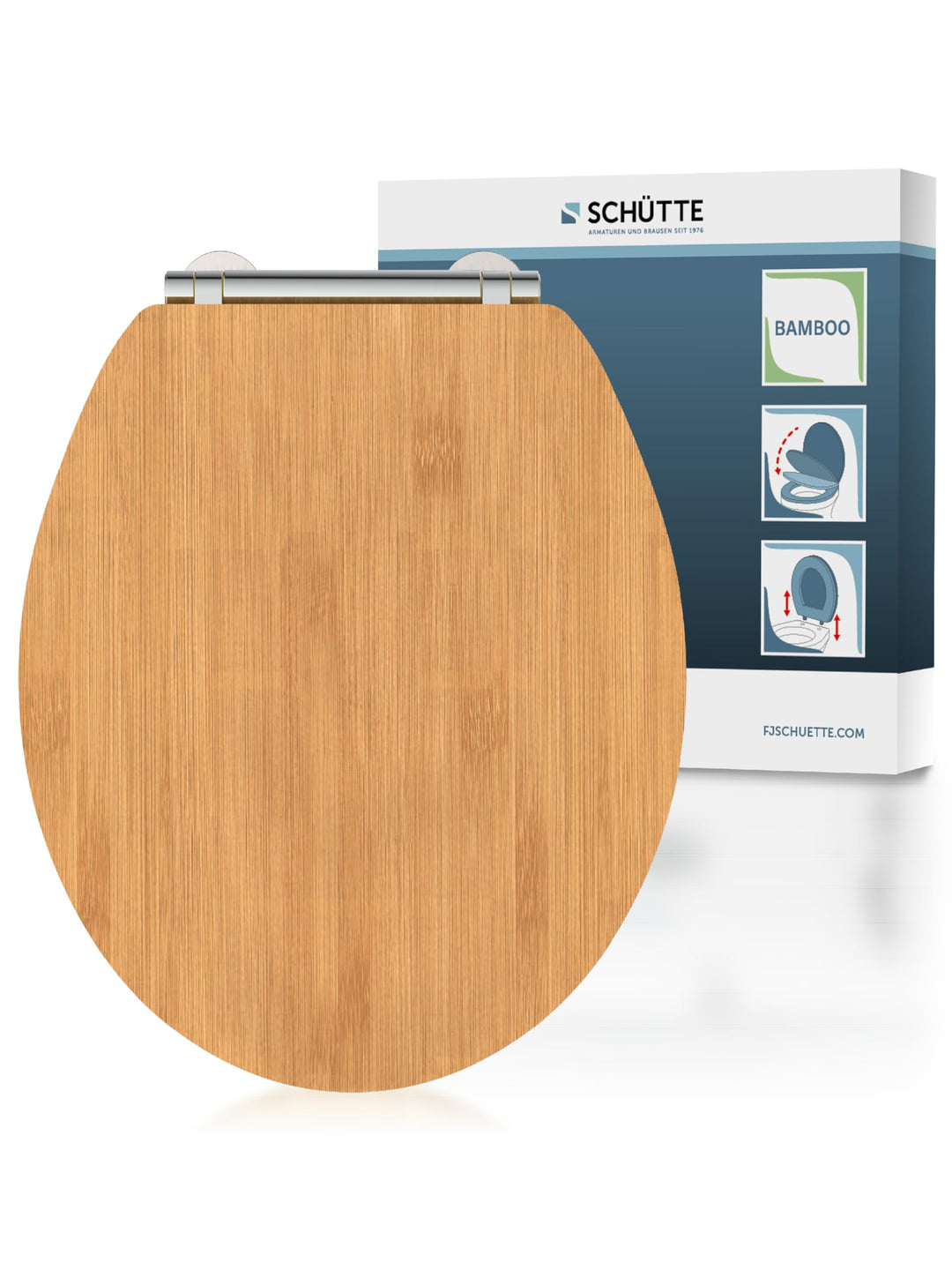 SCHÜTTE WC Sitz mit Absenkautomatik & Schnellverschluss | Abnehmbarer Toilettendeckel Holz zur Reini