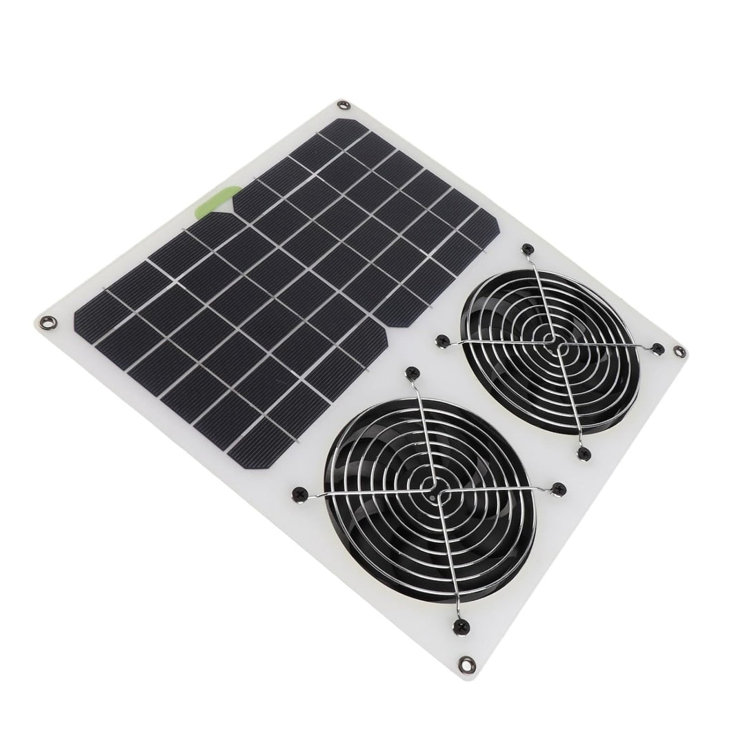 Solarlüfter 12 Zoll, Dual Lüfter 100W, Solar Abgasventilator für Hühnerstall Gewächshaus mit Monokri