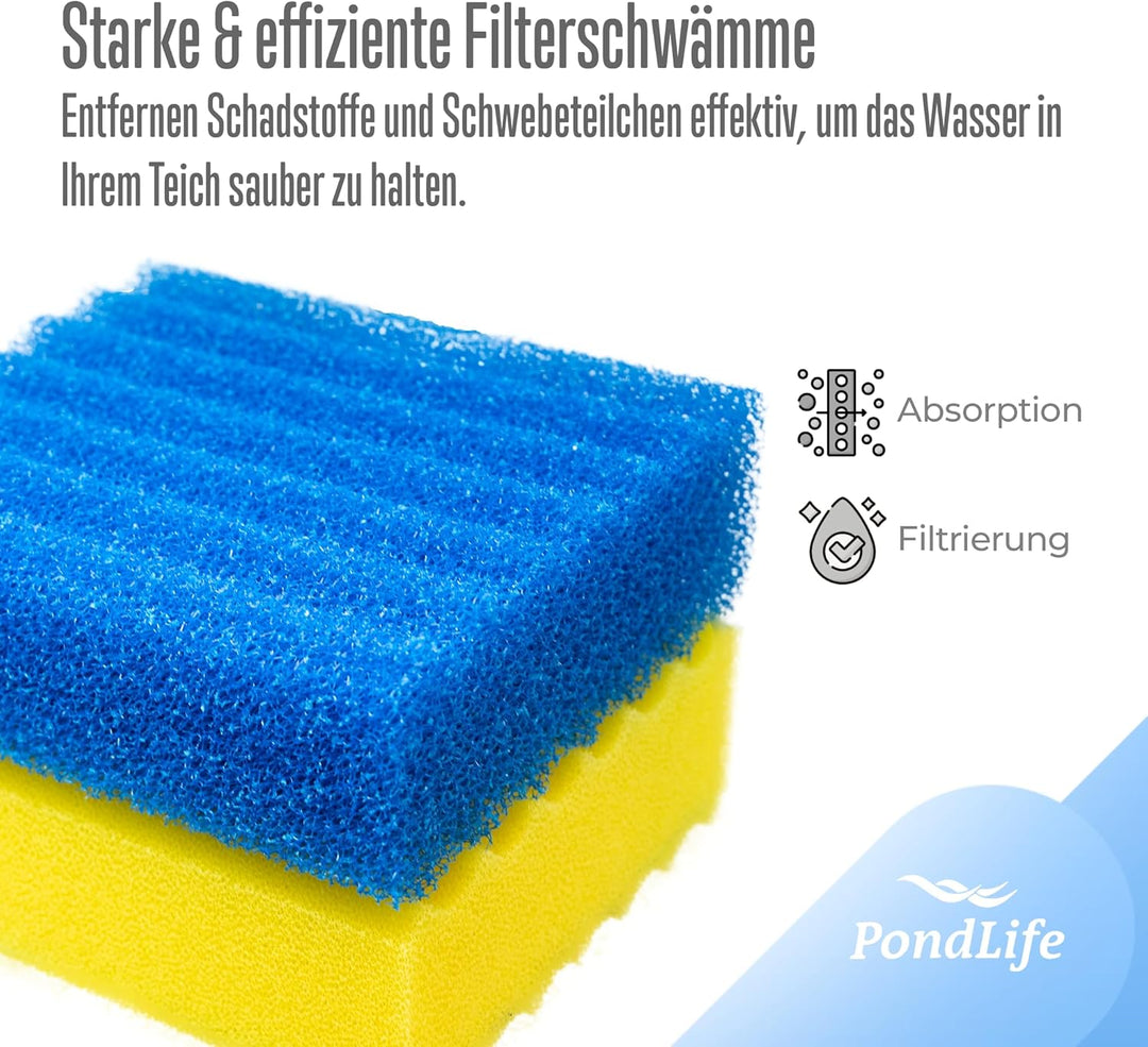 Pondlife Ersatzteil für CBF-Teichfilter - CBF-350 Ersatz-Filterschwämme 2X blau, 2X gelb