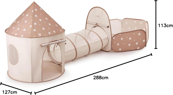 Sumbababy Kinderzelt Spieltunnel Indoor mit Bällebad: 3-in-1 Spielzelt Kinder Krabbeltunnel mit Bäll