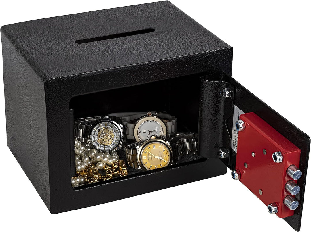 Genie Hand – Mechanische Tresorbox mit Einwurfschlitz– Doppelbartschloss (mini), mini