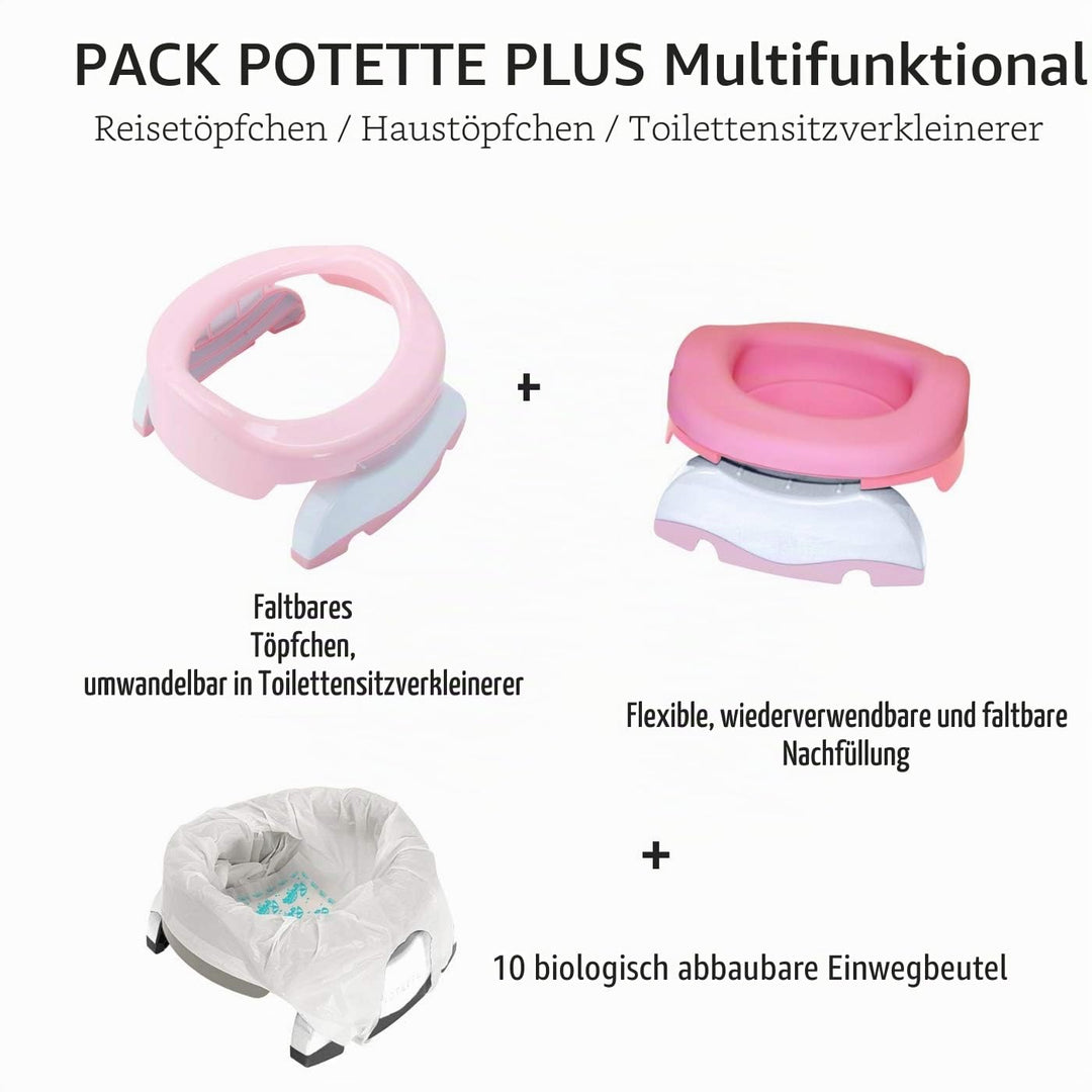 Potte Plus Multifunktions-Töpfe: Reisetopf, Toilettenverkleinerer und Haustopf dank weicher Nachfüll