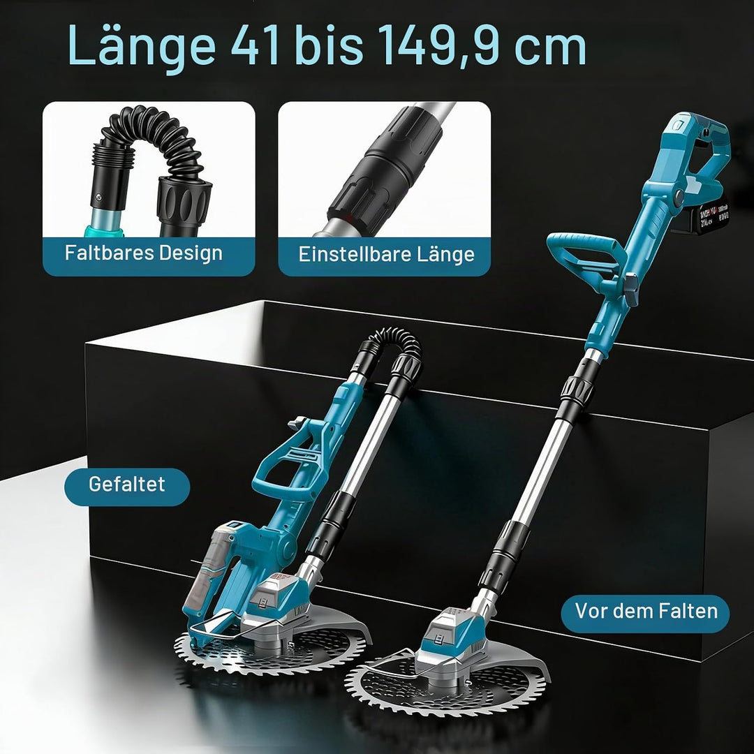 Rasentrimmer mit Akku Freischneider und Unkrautbürste,Motorsense Akku- Inkl. 2X3.0Ah Akku &amp; Ladegerä
