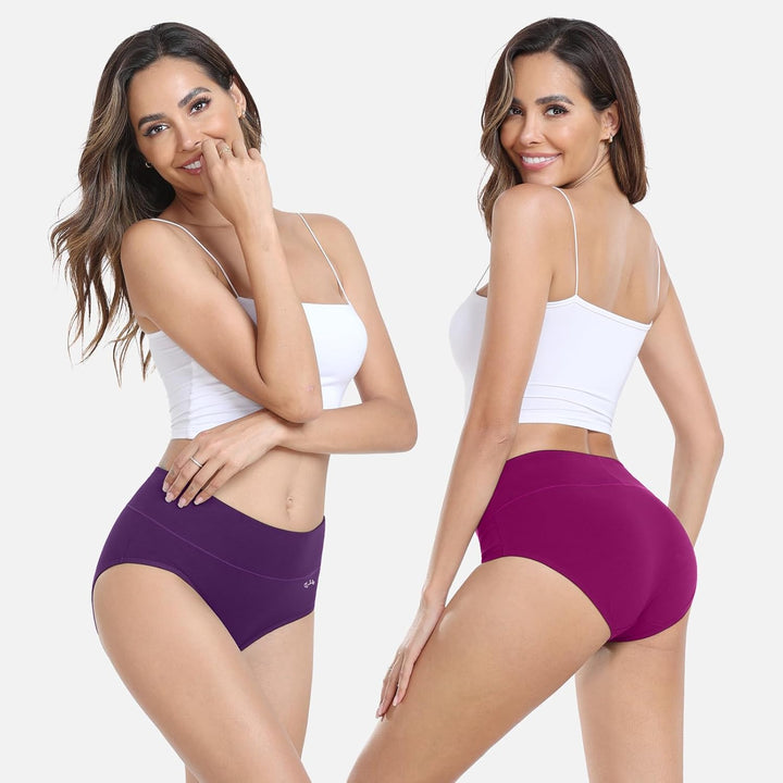anqier Unterhosen Damen, 5er Pack Stretch Baumwolle Hohe Taille Slips Damen Atmungsaktiv Panties Wei