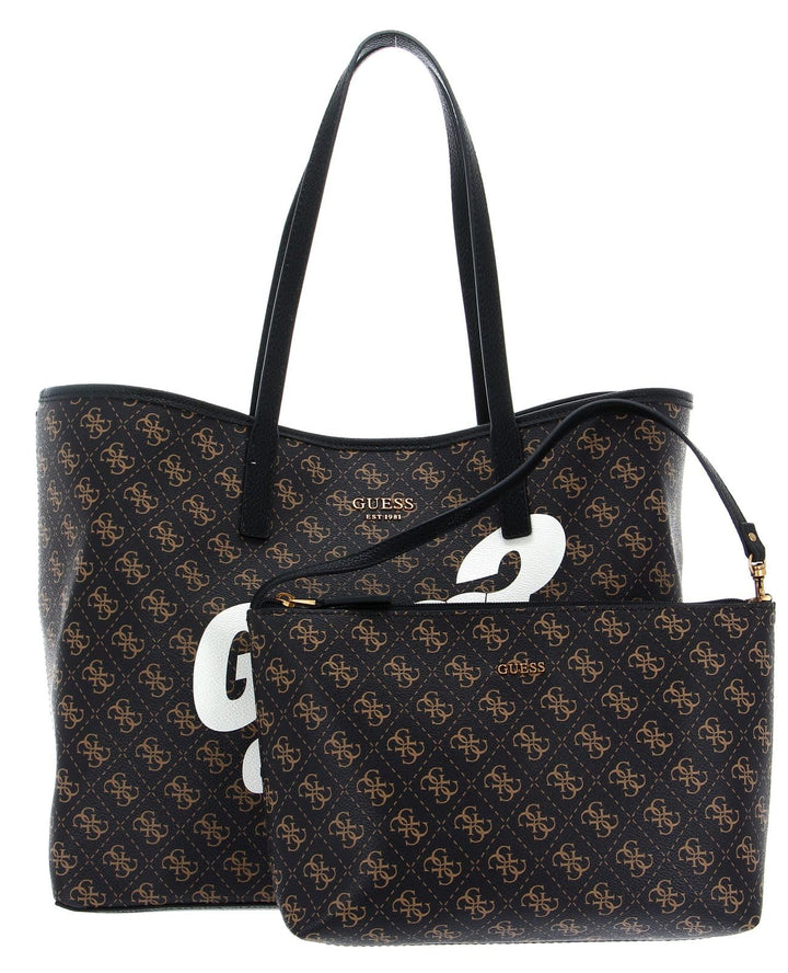 GUESS Damen Vikky Tote TOTE L Brown Logo, L Brown Logo