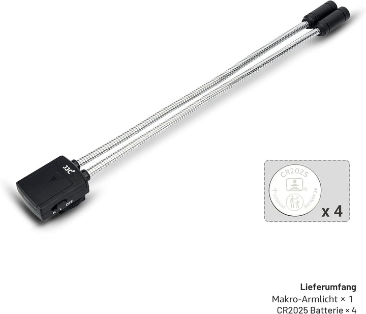 JJC Makro Arm Licht, 5600K Flexible Makro LED Lampe für Nikon Canon Sony DSLR Kamera, 5 Level Einste