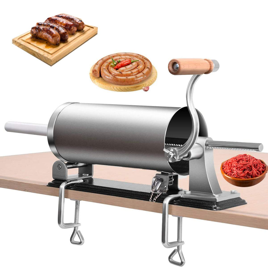 RELAX4LIFE 4 kg Wurstfüller manuell, Wurstfüllmaschine mit 4 Füllrohre, Wurstpritze für Metzgerei &