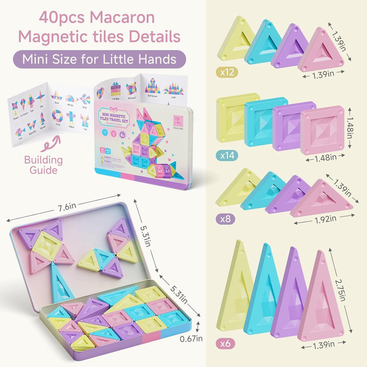 Magnetische Bausteine Reisespielzeug ab 3 Jahre 40pcs Montessori Magnetbausteine Lernspielzeug mit t