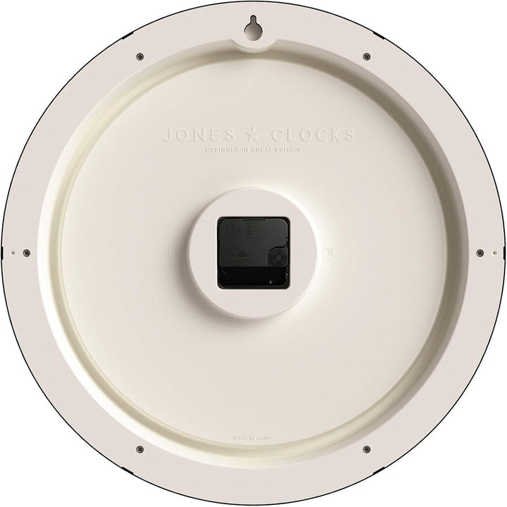 JONES CLOCKS® Supper Club grosse Wanduhr, klassisches Design, cremefarbenes Zifferblatt und Schwarze