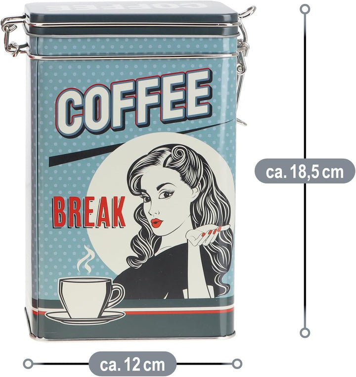 com-four® 4x Vorratsdose aus Metall - Kaffeedose mit verschliessbarem Deckel - Metallbehälter im Ret