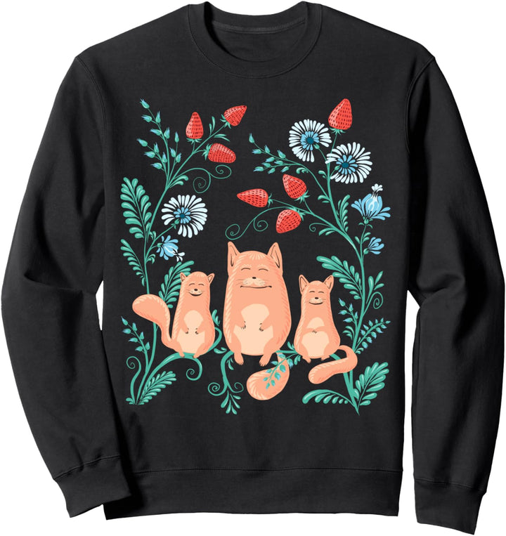 Magic Foxes Süsse Blumenmuster Vintage Ukrainischer Vyshyvanka-Stil Sweatshirt