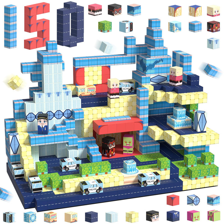 Magnetische Bausteine, 150 Stück Magnetic Blocks Set, Magnetische Bausteine Bauspielzeug, Magnetisch