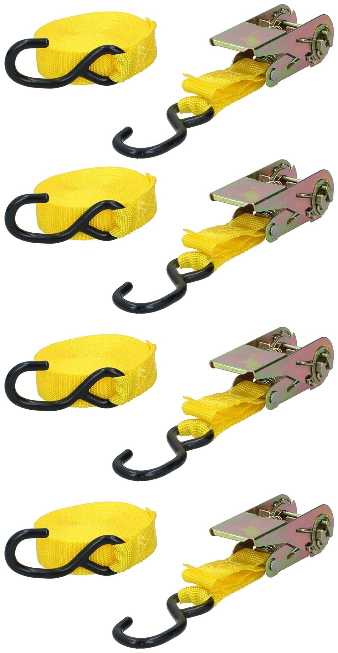 Dunlop Spanngurte mit Ratsche 4 Stück - Zurrgurte - Max. 350KG - 5 Meter Länge - Nylon - Schwarz/Gel