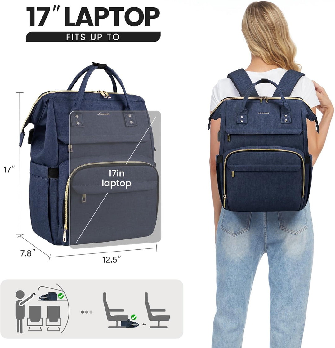 LOVEVOOK Rucksack Damen, Wasserdicht Laptoprucksack 17 Zoll Gross Backpack Schulrucksack Tasche Mädc