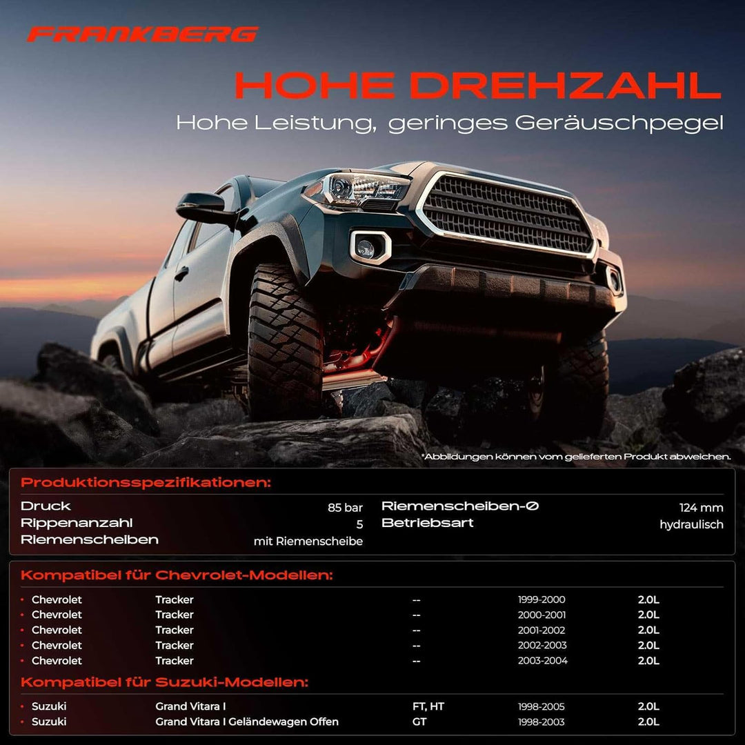 Frankberg Servopumpe Hydraulikpumpe Lenkung Kompatibel mit Tracker 2.0L 1999-2004 Grand Vitara I GT