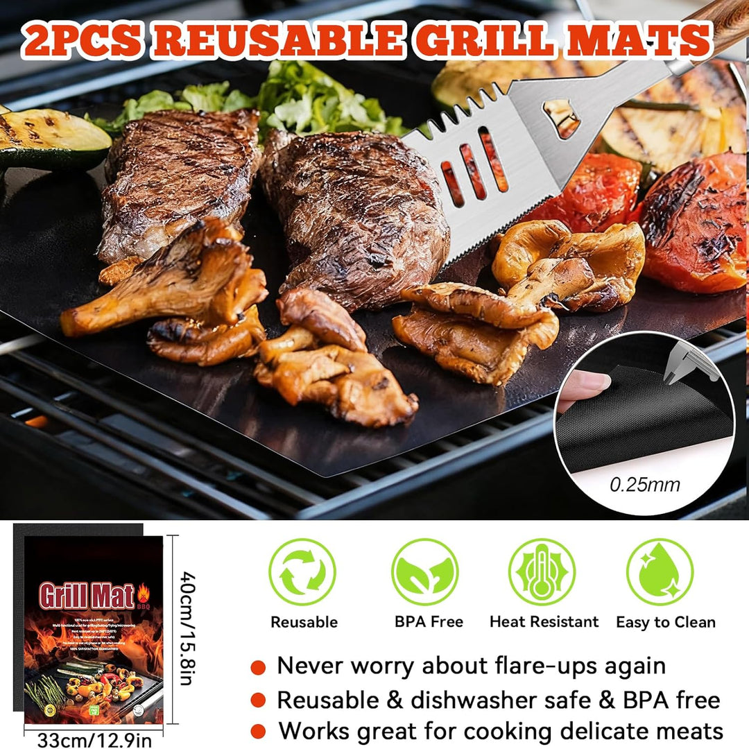 Grillbesteck Set 34-teilig, Edelstahl Grillzubehör, Grillzubehör Mit Aufbewahrungstasche Und Grillma